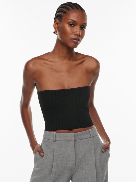 Babaton Tops - Aritzia Babaton Sculpt Knit Cropped Tube Top Black Medium